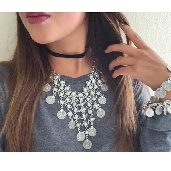 Boho silver coin necklace - Picture 3 of 5